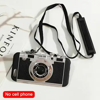 3D Retro Fotoaparát ozdobná šnúrka na uniforme Telefón puzdro Pre Iphone Xs Max Držiteľ XR Násobne Módne Silikónové puzdro /11 B8M5