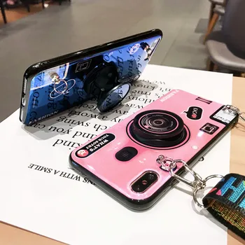 3D Roztomilý Retro Fotoaparát puzdro Pre iPhone 11 Prípade, Mäkké Silikónové Zadný Kryt Pre iPhone 11 Pro Max S ozdobná šnúrka na uniforme Stojan, Držiak KONSMART