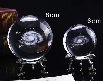 3D Solárny Systém Crystal Ball Planét sklenenú Guľu Mliečna Cesta Svete Miniatúrny Model Home Decor Astronómie Darčeky Ornament 6/8 cm