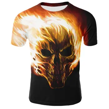3D T-shirt pánske Motocykel Punk 3D Tlač T-shirt pánske T-shirt Letné Top pánske Módne T