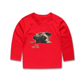 3D Tlač Plný T Košele Chlapci Červené Tričká Deti 3D Strih Psov T-shirts Dievčatá Pes Vytlačiť Topy Deti Nosia, Baby Oblečenie