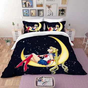 3D Tlač Sailor Moon Perinu s Vankúš posteľná bielizeň Nastaviť Jeden Double Twin Plný Kráľovná King Size Posteľ, Nastavený pre Spálňa Decor
