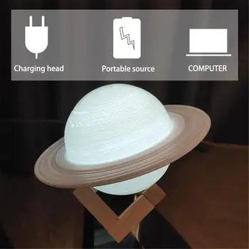 3D Tlač Saturn Lampa Led luny USB Nabíjateľné 3/16 Farby Domov Spálňa Stôl Dekorácie Nočné Svetlo pre Dieťa Vianočný Darček