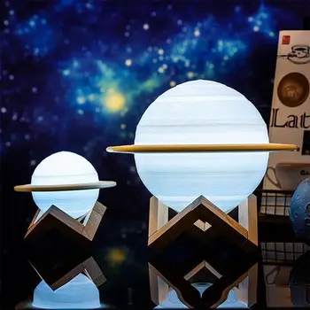3D Tlač Saturn Svietidlo Nabíjateľné Mesiac Lampy, Nočné Svetlo Domáce Dekorácie LED Nočné svetlo S Diaľkovým ovládačom Detí Darček