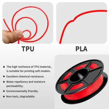 3D Tlačiarne Vlákna TPU 0,5 kg Flexibilné Červená Farba, Priemer 1.75 mm Tolerancia +/-0.02 mm Žiadne Bubliny Non-jedovaté Tlač Materiálov