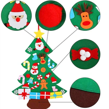 3D urob si sám Cítil Vianočný Stromček Nový Rok Darčeky Deti Hračky Umelý Strom Stene Visí Ozdoby, Vianočné Dekorácie pre Domov