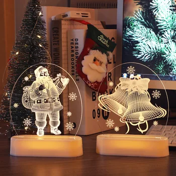 3D Vianočné Osvetlenie LED Miestnosti Dekorácie Snehuliak Bell Akryl Ornament Nočné Svetlo Dekoračné Svietidlá, Vianočné Svetelné Dekorácie