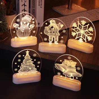 3D Vianočné Osvetlenie LED Miestnosti Dekorácie Snehuliak Bell Akryl Ornament Nočné Svetlo Dekoračné Svietidlá, Vianočné Svetelné Dekorácie