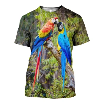 3D Vytlačené Papagáj Topy mužov pre ženy tričko Harajuku Módne letné tričko Krátky rukáv ulici Bežné Unisex tričko topy