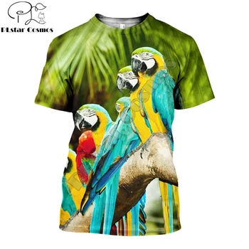 3D Vytlačené Papagáj Topy mužov pre ženy tričko Harajuku Módne letné tričko Krátky rukáv ulici Bežné Unisex tričko topy