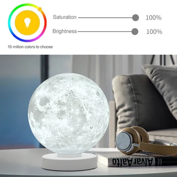 3D Vytlačené Smart Mesiac Lampa Farebné Lunárny Mesiac Svetlo Alexa Google Asistent WiFi Ovládanie Hlasom Tabuľka Stolná Lampa Creative