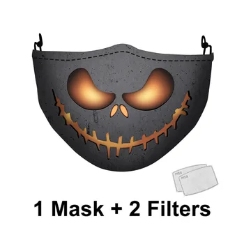 3D Vytlačené Tvár Textílie Masky Umývateľný Opakovane Halloween Masky Proti Znečisteniu Úst Tvár Masky Bavlnená Tkanina Pleťové Masky pre Dospelých