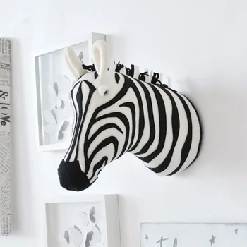 3D Zvieracie Hlavy Wall Mount Zebra/Slon/Žirafa Vypchaté Hračky pre Deti, detská Izba Nástenné Závesné Dekorácie Narodeniny Vianočný Darček