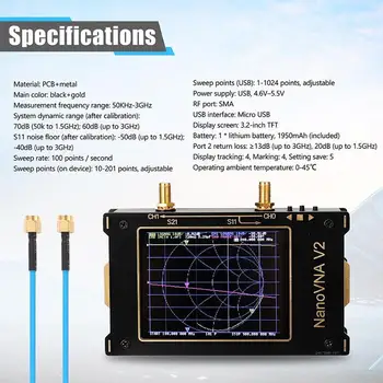 3G Vektor Analyzátora Siete 3.2 Palcový Anténny Analyzátor Krátkovlnné HF a VHF UHF Opatrenie Funkcia Filter S-A-A-2 NanoVNA V2