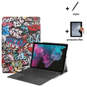 3in1 Luxusné Folio Stand Kožené puzdro +1x Screen Protector +dotykové Pero Pre Microsoft Surface Pro 6 5 4 1724 1796 2017 2019 Pro7