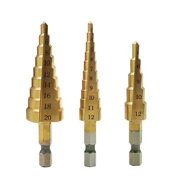 3ks 3-12mm 4-12mm 4-20 mm Titanium Krok Vrtákov HSS 4241 Vŕtačky Nástroje