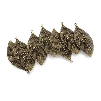 3KS Antické Bronzové Rezbárstvo včiel medonosných Leaf Listy Kúzlo Prívesok na Náhrdelník Šperky Zistenia, Takže 69x32mm