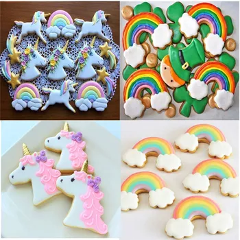 3ks Jednorožec Cookie Cutter Nastaviť Pečenie Nástroje z Nehrdzavejúcej Ocele Rainbow Pečivo, Chlieb, Sušienky Fondant Fréza Pre Deti Narodeninovej Party