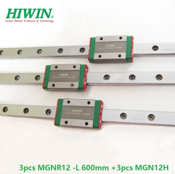 3ks Pôvodné HIWIN lineárne železničnej MGN12 -L 600 mm + 3ks MGN12H bloky pre cnc