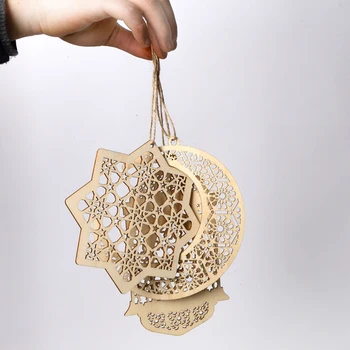 3ks ramadánu prívesok dať laná moon star svietidla drevené visí čip ozdoby eid mubarak ramadánu kareem výzdoba domov dary