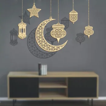 3ks ramadánu prívesok dať laná moon star svietidla drevené visí čip ozdoby eid mubarak ramadánu kareem výzdoba domov dary