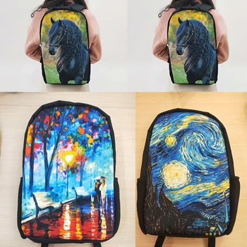 3ks Sada Chlapci Školské Tašky Deti Van Gogh Slávny olejomaľba Batoh Pre Mladistvých Žien Bookbag Študent Dievčatá Ceruzka Lunchbox 2019