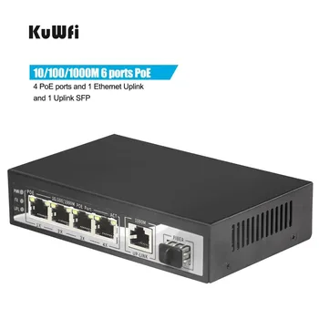 4 10/100 /1000Mbps Gigabit PoE porty 1 Gigabit Ethernet Uplink 1 SFP Gigabit Uplink Optické Porty PoE Switch Gigabit 65W