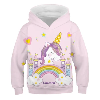 4-14 Rokov deti jednorožec cartoon hoodie Chlapec dievča anime vtipné mikiny jeseň topy, mikiny dieťa ležérne oblečenie coats polyester