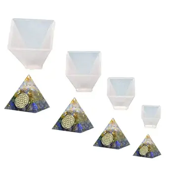 4 4 Pack Pyramídy Šperky Odlievacie Formy Silikónové Živicové Šperky Formy pre DIY Šperky Remeselnej Tvorby, Multi-Tvárou Silikón na