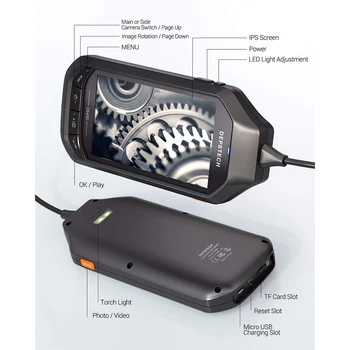 4.5 v IPS Displej Digitálny Endoskopu 2MP 5MP Bezdrôtové Priemyselné Borescope Nepremokavé Potrubia Kontrola Mini Kamera 3300mAh Batérie