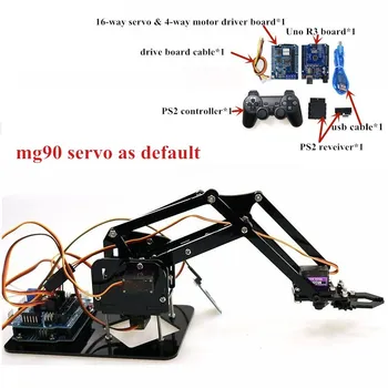 4 DOF Unassembly Akryl Mechanické Rameno Robot Manipulátor Pazúr pre Arduino Maker Vzdelávania DIY Kit Robot
