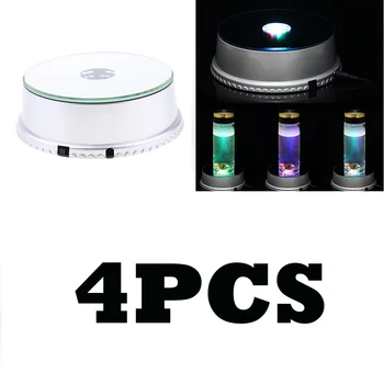 4 ks Otáčanie Displeja, Stojan, Základňa Gramofónu Zrkadlo Top, Batérie/USB Powered, s Farebným LED Svetlá