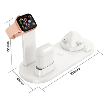 4 v 1 Bezdrôtové Nabíjanie Dock Stanicou pre Apple Hodinky Airpods iPhone 12 X XR XS max Otočná Nabíjačku Mount Stolový Stojan, Držiak