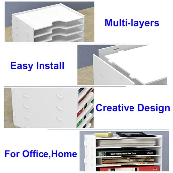 4-vrstvové Drevené Home Office Skladovanie Boxs Papier A4 Súbor Držiteľ Drobnosti Úložný Box Posteli Organizátor Ploche Skladovanie Držiteľa