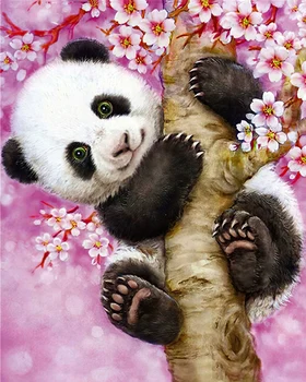 40*50 cm panda olejové farby maľovanie podľa čísel diy obrázok kreslenie, maľovanky podľa čísla na maliarske plátno ručne na stenu maľovať