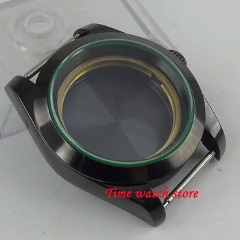 40 mm, PVD povlakom sledovať prípade fit ETA 2836 Mingzhu 2813 Miyota 8215 821A pohyb zafírové sklo Všetko čierne hodinky prípade C152