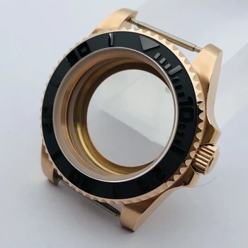 40 mm zafírové sklo rose gold prípade čierna keramická fazeta prípade fit NH35 NH36 ETA 2836 Mingzhu DG2813 3804 Miyota8215 8205 pohyb