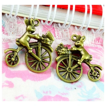 40pcs Charms králik, jazda na bicykli 23.7*21 MM Antické Bronzové Pozlátené Prívesky, Takže DIY Ručne vyrábané Šperky