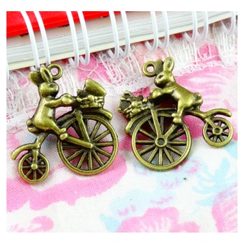 40pcs Charms králik, jazda na bicykli 23.7*21 MM Antické Bronzové Pozlátené Prívesky, Takže DIY Ručne vyrábané Šperky