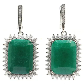 40x20mm Hot Predaj 18x13mm Znížiť Reálne Zelený Smaragd Zirkón Náušnice pre Ženu Elegantné Šperky Veľkoobchod