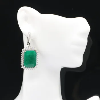 40x20mm Hot Predaj 18x13mm Znížiť Reálne Zelený Smaragd Zirkón Náušnice pre Ženu Elegantné Šperky Veľkoobchod