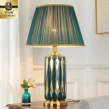 40x68cm Európsky Štýl Zlatá Biela Keramická stolná Lampa pre Spálne, Obývacia Izba Domácnosti Luxusné Keramické Výbojky, Spálne, Veľká Lampa