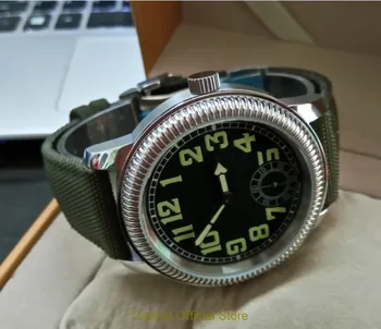 44 mm GEERVO black dial Ázijské 6498 17 šperky Mechanické Strane Vetra pohyb pánske hodinky svetelný Mechanické hodinky 055A
