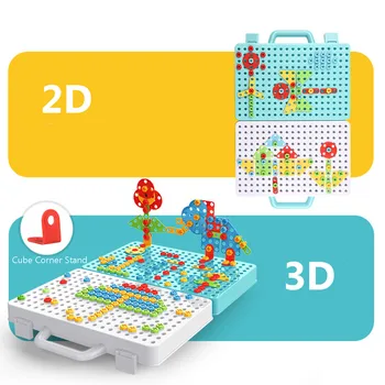 466Pcs/ste Deti Vŕtať Skrutka Matica 3D DIY Puzzle, Hračky Predstierať, že Hrať Nástroj Vŕtať Demontáž Elektrických Vrtákov Puzzle Vzdelávacie Hračka