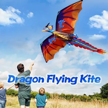 47x55 inch Veľký 3D animovaný Draka Draka Pterosaur Dinosaura Lietajúci Draci S Chvost 328ft Kite Linka pre Deti, Dospelých Outdoorové Športy