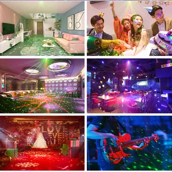 48 Vzory Laserový Projektor Vianočné Disco Svetlo Zelená a Červená Hviezda Sprcha DJ Party Svetlá LED Fáze Dekorácie Svetla pre Domáce