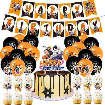 48Pcs/set Uzumaki Naruto Balóny Happy Birthday Banner Tortu Vňaťou Balónikov Pre Dieťa Sprcha Narodeninovej Party Dekorácie Deti Hračka