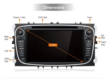 4G RAM+64 G 2 din Auto dvd Prehrávač Pre Ford/Focus/S-Max/Mondeo/Galaxy/C-Max Auto Multimédiá GPS, Rádio, Wifi Zrkadlo Prepojenie USB