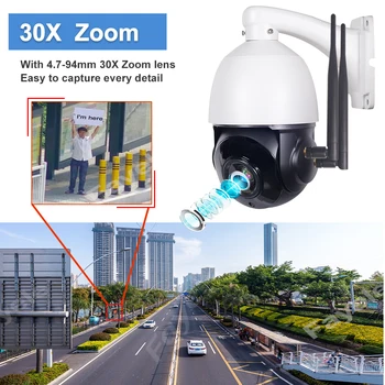 4G WiFi 5MP Auto Tracking PTZ Kamery 30X Zoom Bezdrôtovú Domácu CCTV ONVIF POE MINI IP Kamery, Nastavenie IR 80M, obojsmerné Audio SD Slot CAMHI
