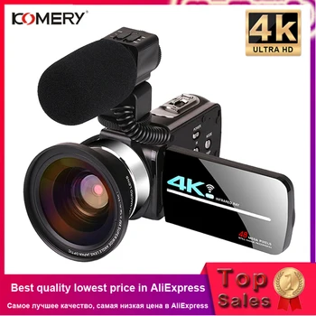 4K Video Kamery, Live Stream Videokamera Digitálny Vlogging Zoom Videokamera 3.0 Palcový Dotykový Displej Nočné Videnie, WiFi, Fotoaparát